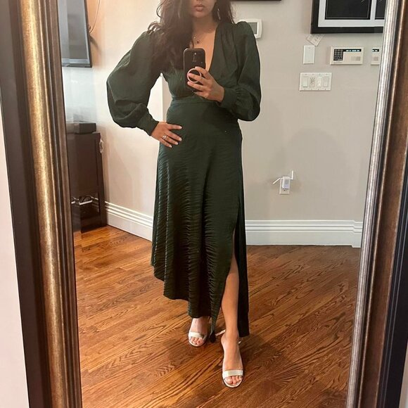 NWT SILK EMERALD GREEN Ronny kobo designer dress - Picture 2 of 8